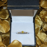 18ct White Gold Yellow Diamond Solitaire Round Brilliant Cut Ring 0.23ct