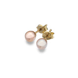 9ct Yellow Gold Pink Pearl Stud Earrings 4mm