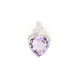 9ct White Gold Amethyst Diamond Deco Design Pendant