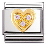 Nomination Classic Gold CZ Pink Heart Charm SALE