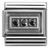 Nomination Classic Silver CZ Black Linear Pattern Charm SALE
