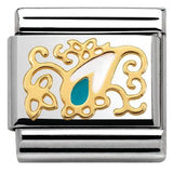 Nomination Classic Gold Enamel Blue & White Paisley Filigree Charm SALE