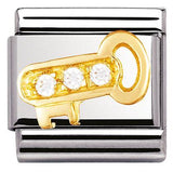 Nomination Classic Gold CZ White Key Charm SALE