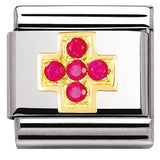 Nomination Classic Gold CZ Red Cross Charm SALE