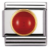 Nomination Classic Round Red Agate, Stainless steel with 18ct Gold SALE