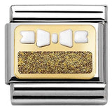 Nomination Classic Gold Glitter Enamel Gift Bow Charm SALE
