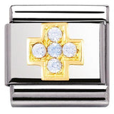 Nomination Classic Gold CZ Baby Blue Cross Charm SALE