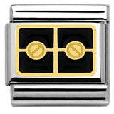 Nomination Classic Gold Enamel Black Rivets Charm SALE