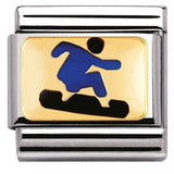 Nomination Classic Gold Enamel Snowboarder Charm SALE