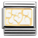 Nomination Classic Gold Enamel White Filigree Hearts Charm SALE