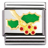 Nomination Classic Gold Deluxe Enamel Christmas Holly Charm SALE
