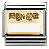 Nomination Classic Gold Glitter Enamel Gift Bow Charm SALE