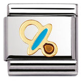 Nomination Classic Gold Enamel Blue Dummy Pacifier Charm SALE