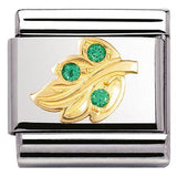 Nomination Classic Gold CZ Green Leaf Charm SALE