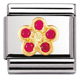 Nomination Classic Gold CZ Red Yellow Flower Charm SALE