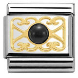Nomination Classic Gold Black Agate Ornate Hearts Charm SALE