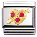 Nomination Classic Gold CZ Red Heart with Arrow Charm SALE