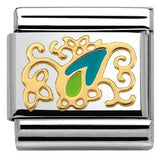 Nomination Classic Gold Enamel Lime & Teal Paisley Filigree Charm SALE