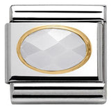Nomination Classic Gold Precious Stone Oval Faceted White Jade Charm SALE