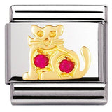 Nomination Classic Gold CZ Red Cat Charm SALE