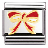 Nomination Classic Gold Deluxe Enamel Christmas Bow Charm SALE