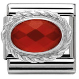 Nomination Classic Silver Twist Precious Stone Oval Faceted Red Agate Charm SALE
