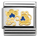 Nomination Classic Gold Enamel Blue Paisley Flower Buds Charm SALE