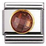 Nomination Classic Gold Round Brown CZ Charm SALE