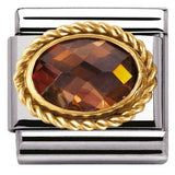 Nomination Classic Gold Twist Oval Brown CZ Charm SALE