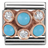 Nomination Classic Rose Gold CZ Turquoise Bubbles Charm SALE