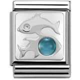 Nomination Big Size Silver Topaz Pisces Zodiac Charm SALE