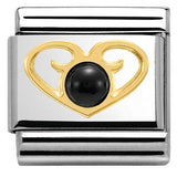 Nomination Classic Gold Black Agate Ornate Heart Charm SALE