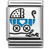 Nomination Big Size Silver Enamel Baby Blue Pram Charm SALE