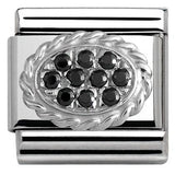 Nomination Classic Silver CZ Black Pavé Oval Twist Charm SALE