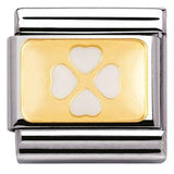 Nomination Classic Gold Enamel White Clover Charm SALE