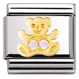 Nomination Classic Gold CZ Pink Teddy Bear Charm SALE