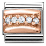 Nomination Classic 9ct Rose Gold CZ White Sparkle Line Charm SALE
