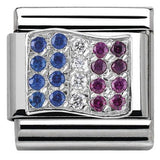 Nomination Classic Silver CZ France Flag Charm SALE
