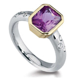 18ct Yellow Gold Pink Sapphire Emerald Cut Solitaire Ring