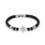 Nomination Atlante Bracelet, Leather Black Wind Rose