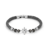 Nomination Atlante Bracelet, Leather Grey Wind Rose