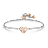 Nomination Milleluci Patterned Heart Bracelet, Stainless Steel Rose PVD CZ