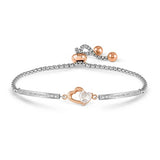 Nomination Milleluci Double Heart Bracelet, Stainless Steel Rose PVD CZ