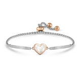 Nomination Milleluci Mother of Pearl Heart Bracelet, Stainless Steel Rose PVD CZ