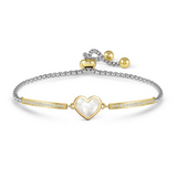 Nomination Milleluci Mother of Pearl Heart Bracelet, Stainless Steel Gold PVD CZ