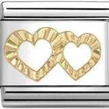 Nomination Classic Gold Etched Double Heart Charm
