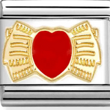Nomination Classic Gold Enamel Bow with Heart Charm