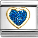 Nomination Classic Gold Glitter Enamel Blue Heart Charm