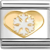 Nomination Classic Gold Enamel Christmas Snowflake Heart Charm