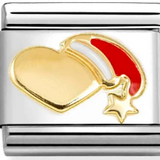 Nomination Classic Gold Enamel Christmas Santa Heart Charm